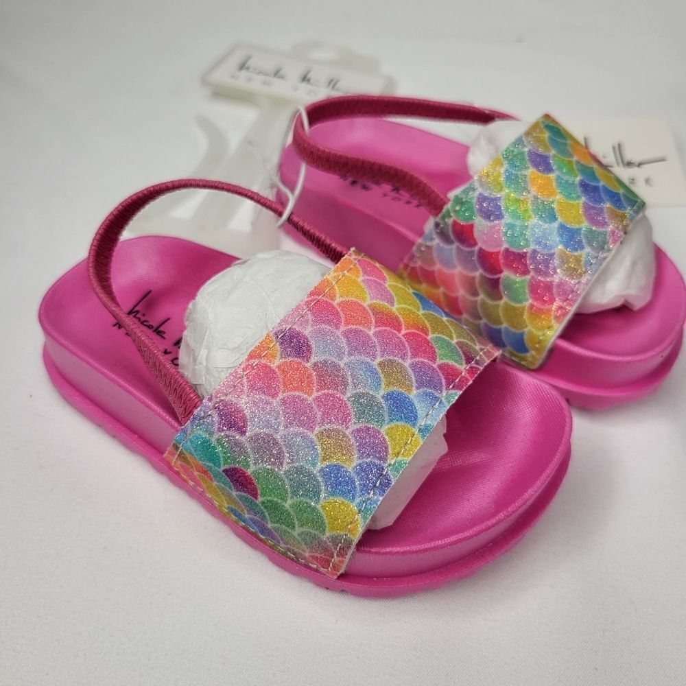 NEW 5 NICOLE MILLER MERMAID SWIM SANDALS pink blue green NORDSTROM girls NWT